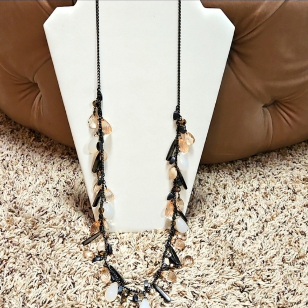 New York and Company Beaded Gem Necklace